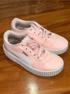 Puma Girls Pink and White Low-Top Platform Sneakers size 13C